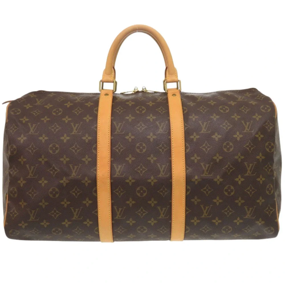 LOUIS VUITTON Brown Monogram Keepall 50 Boston Bag